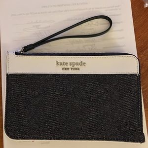 Kate Spade wristlet off white with denim BRAND NEW